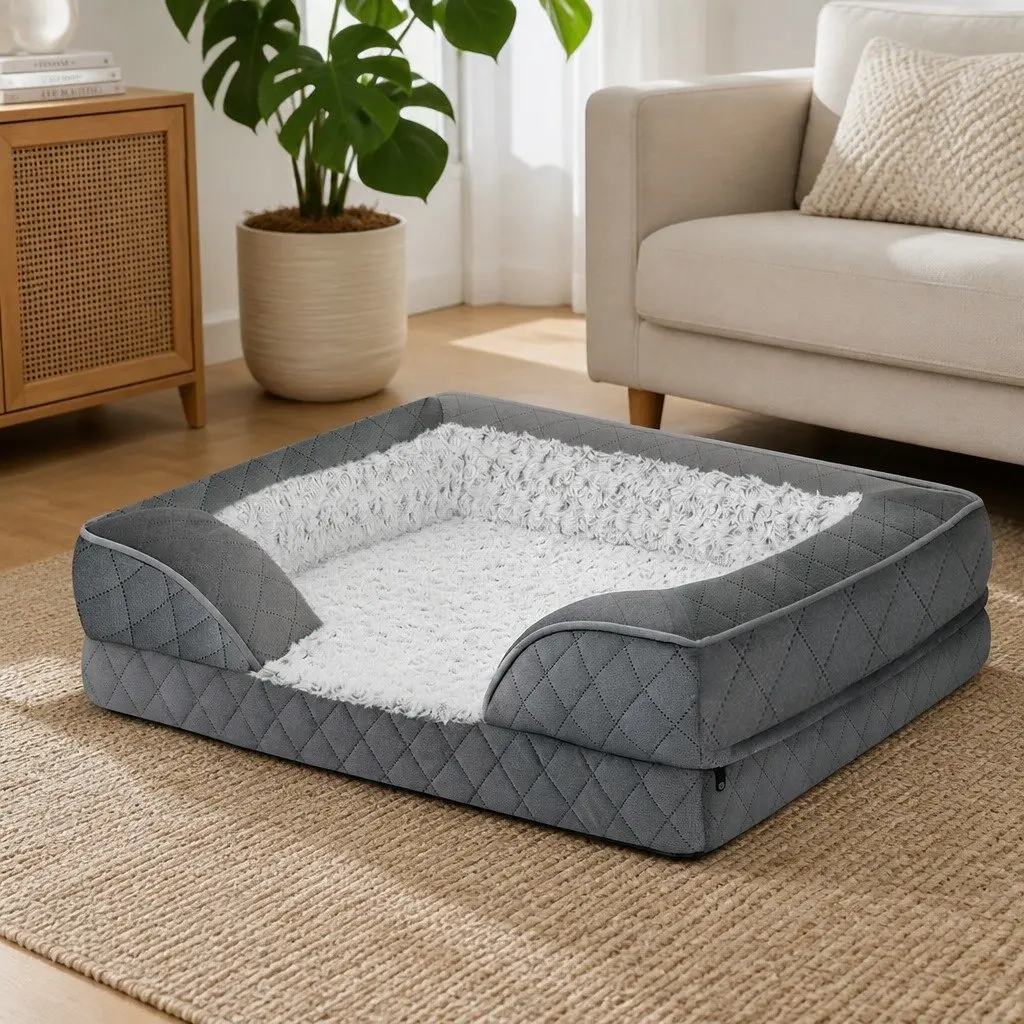 Orthopedic Memory Foam Pet Bed Dog Washable Mat with Egg Crate Support