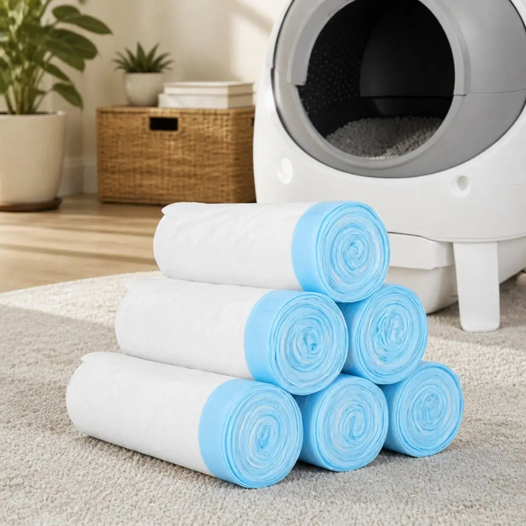 Waste Bag Disposable Pet Litter Box Garbage Bags Easy Tear Off 6 Rolls