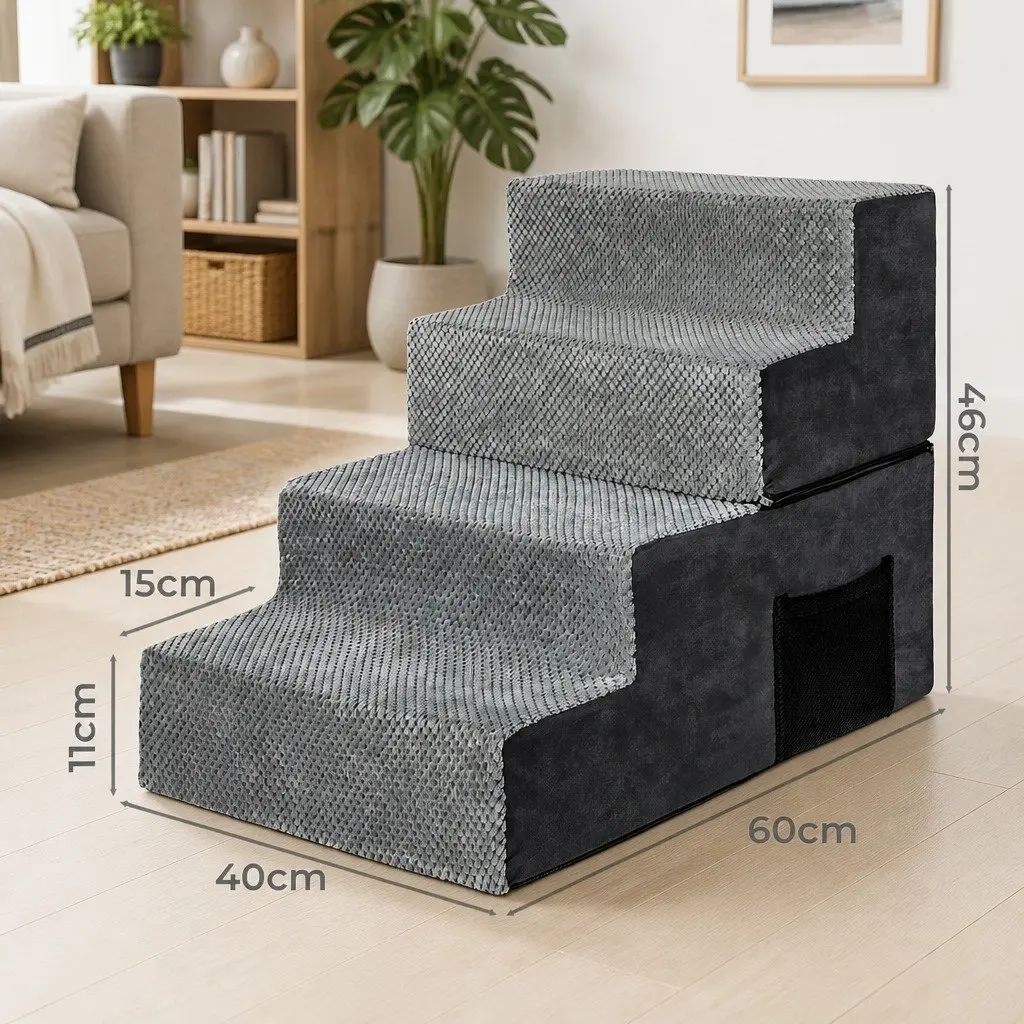 Pet Stairs High Density Foam Non-Slip Portable Washable Cover 60cm L x 40cm W x 46cm H