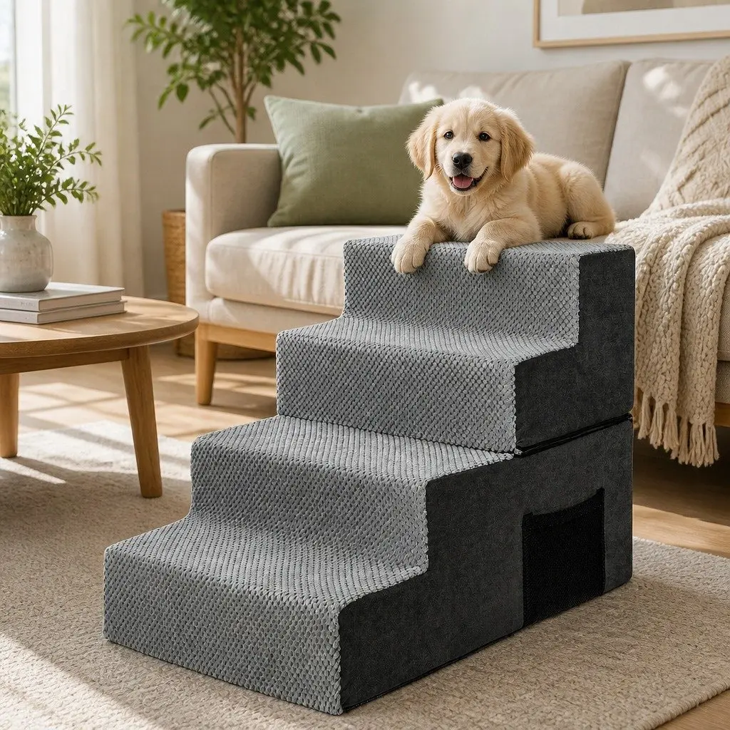 Pet Stairs High Density Foam Non-Slip Portable Washable Cover 60cm L x 40cm W x 46cm H