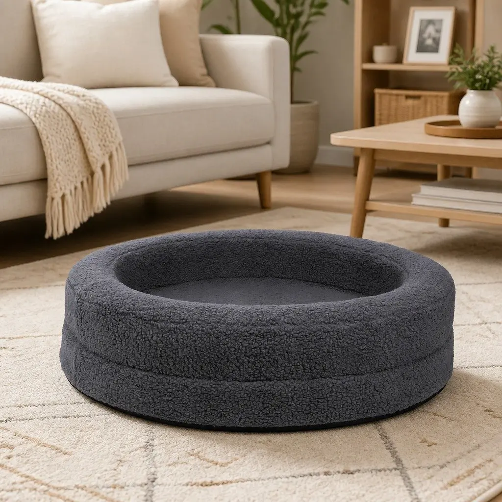 Orthopedic Memory Foam Dog Bed Waterproof Calming Pet Sofa 78cm Dark Grey