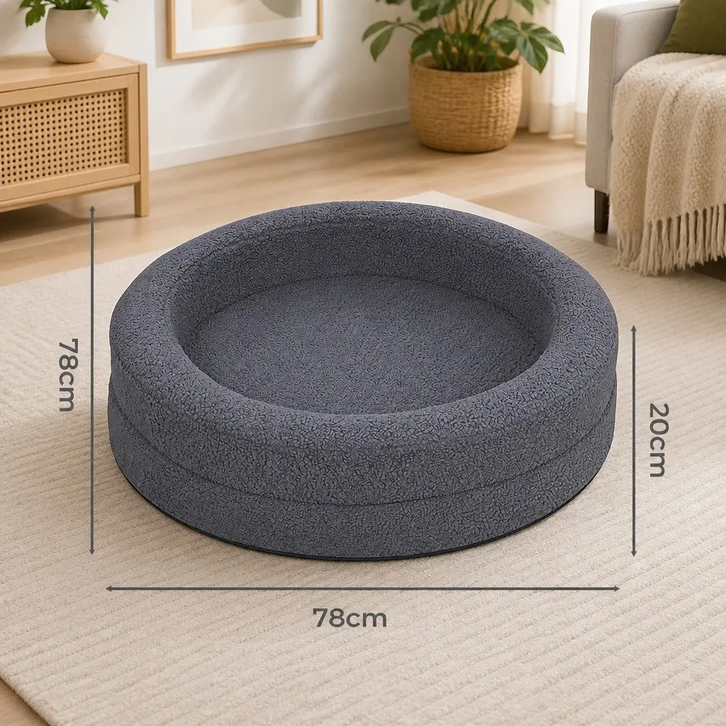 Orthopedic Memory Foam Dog Bed Waterproof Calming Pet Sofa 78cm Dark Grey