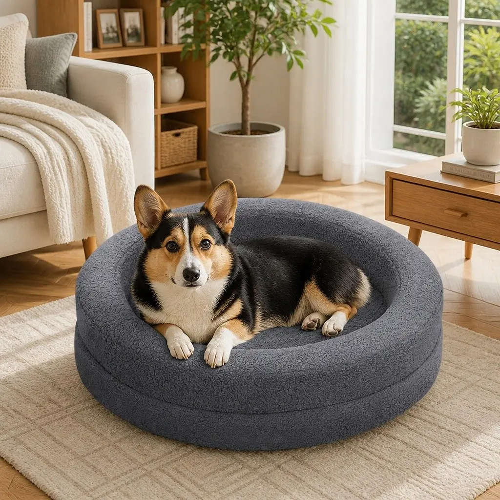 Orthopedic Memory Foam Dog Bed Waterproof Calming Pet Sofa 78cm Dark Grey