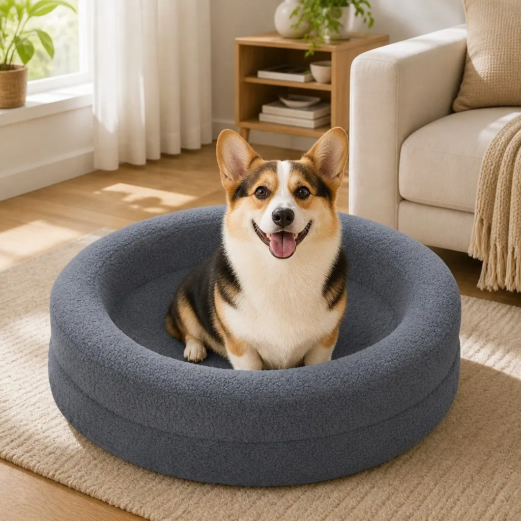 Orthopedic Memory Foam Dog Bed Waterproof Calming Pet Sofa 78cm Dark Grey