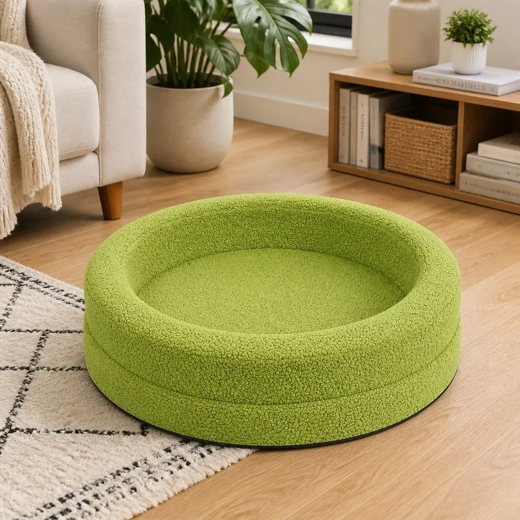 Orthopedic Memory Foam Dog Bed Calming Pet Sofa 78cm Waterproof Sherpa Fleece Bolster