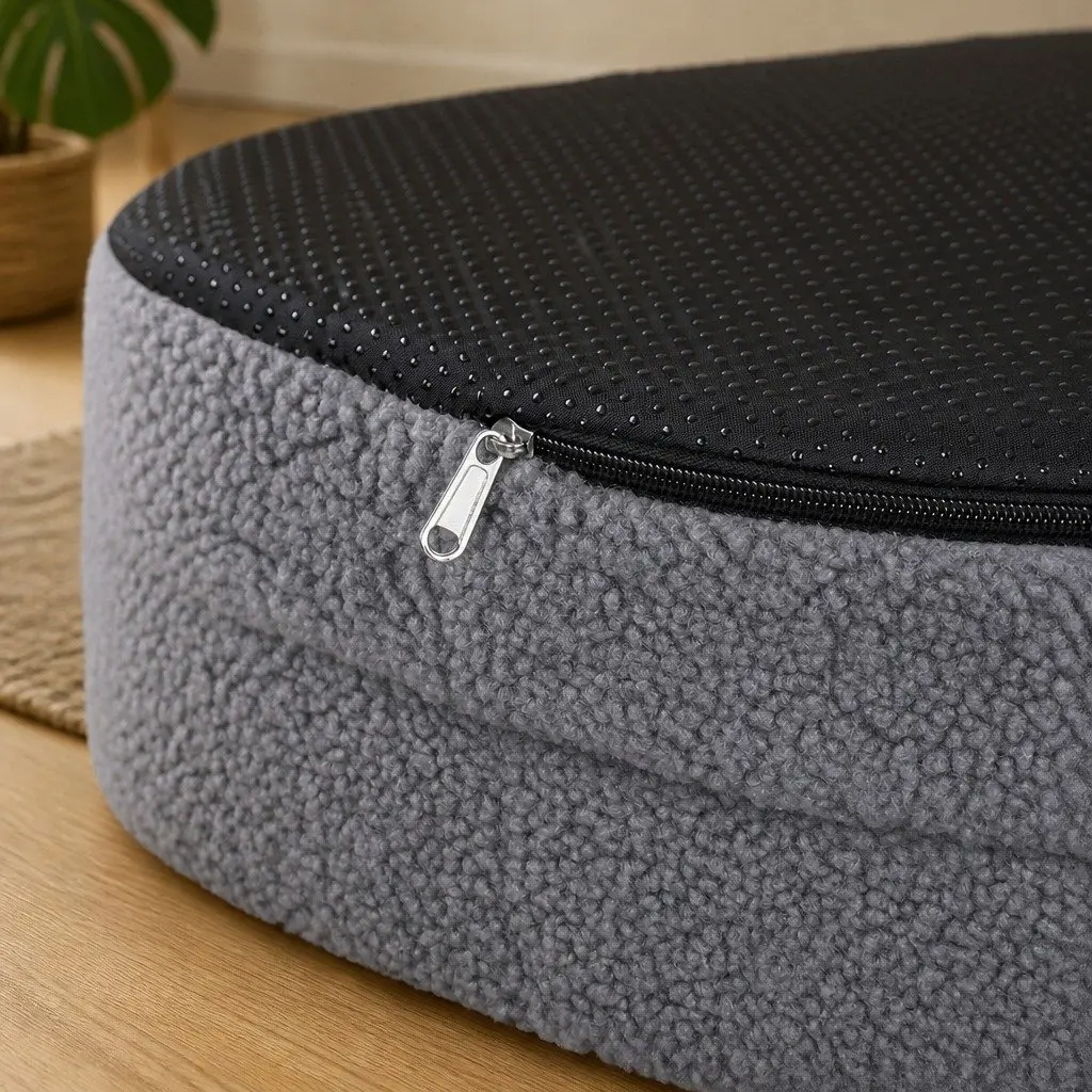 Orthopedic Memory Foam Pet Bed Waterproof Sherpa Dog Sofa Calming Bolster Nest 120cm x 120cm x 20cm