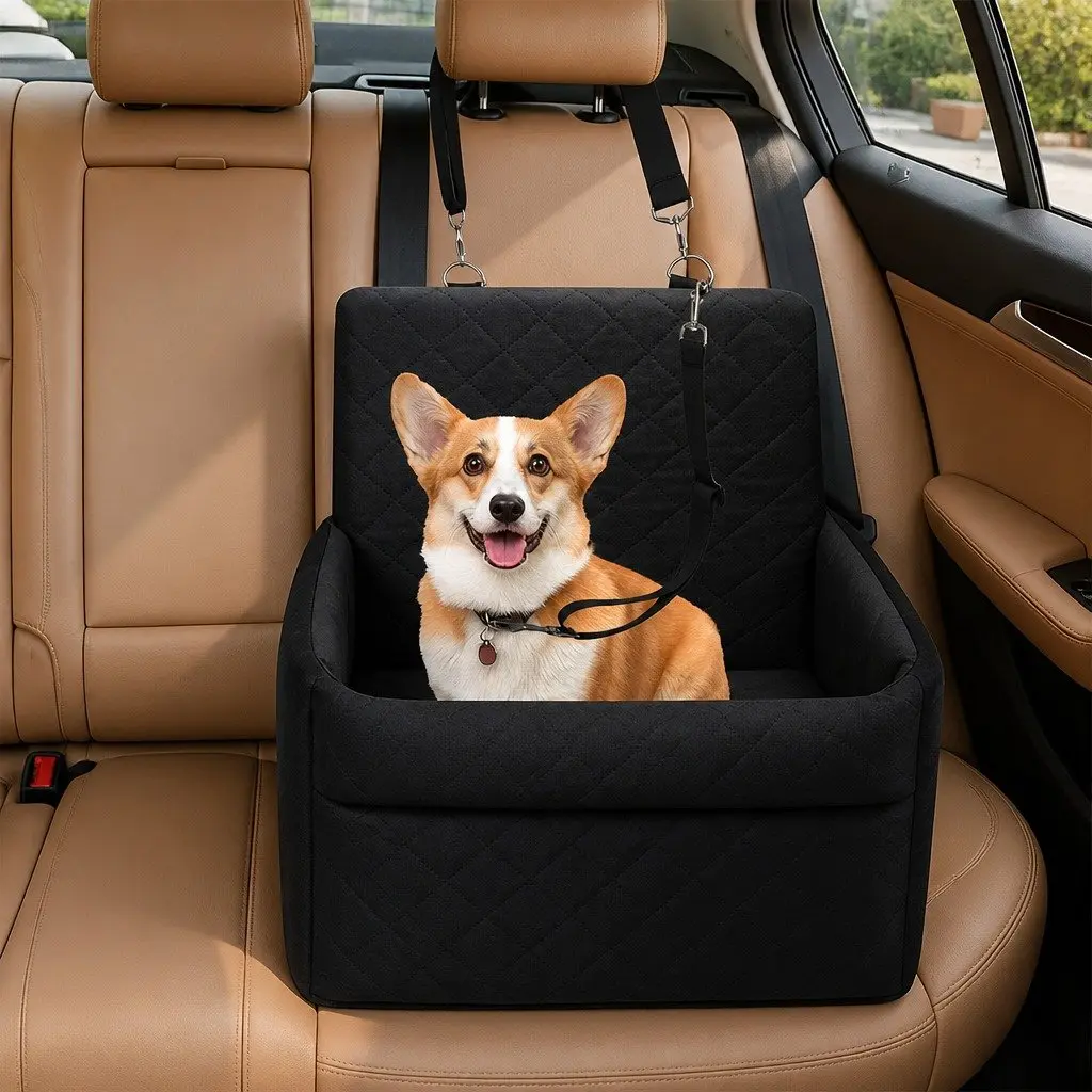 Pet Car Seat Booster Bed Elevated Portable for Small Medium Dogs