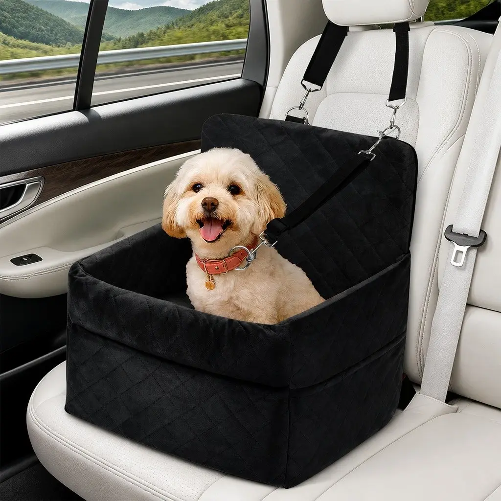 Pet Car Seat Booster Bed Elevated Portable for Small Medium Dogs