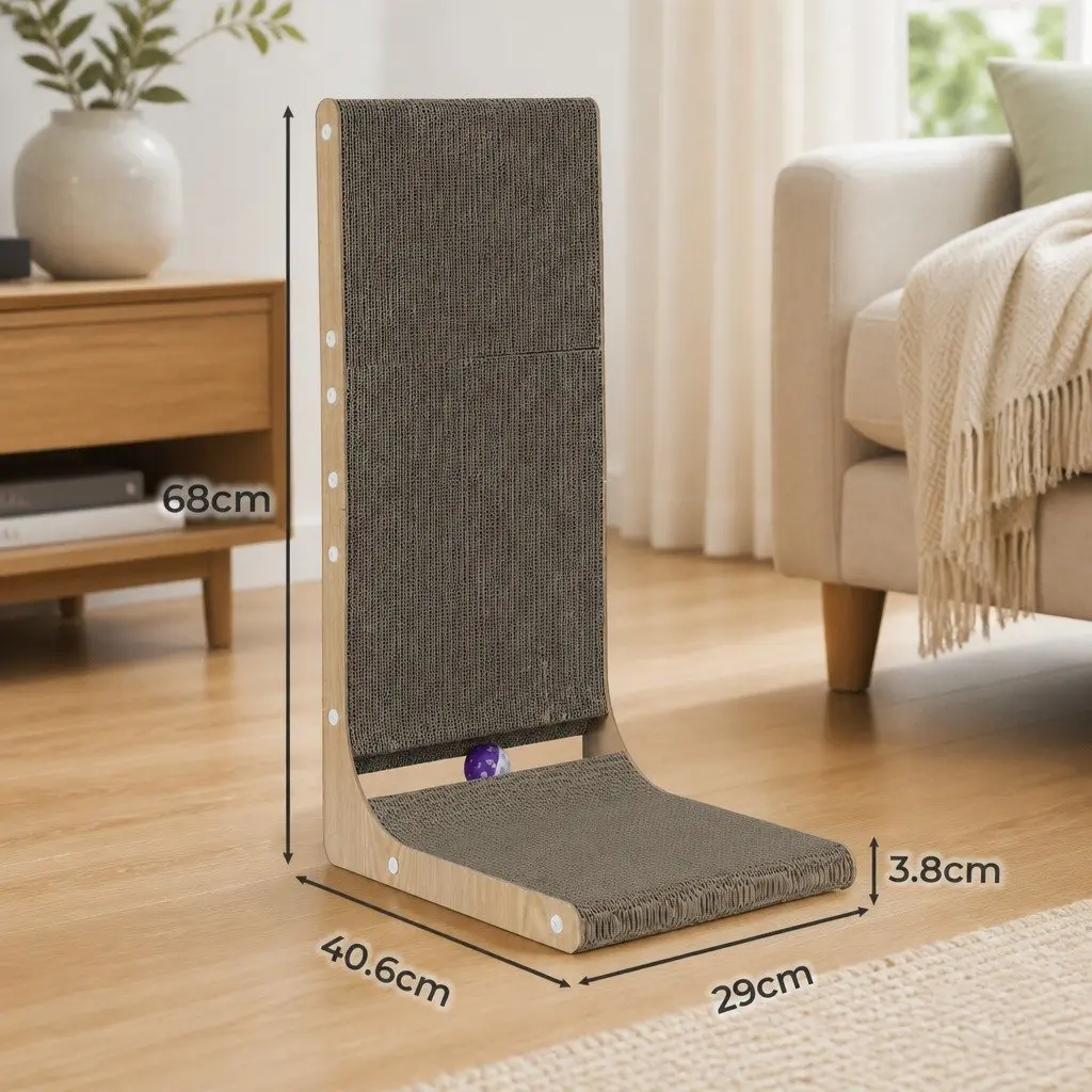 Large Cat L-Shaped Scratching Board Cardboard Furniture Scratcher Rest Play Toy