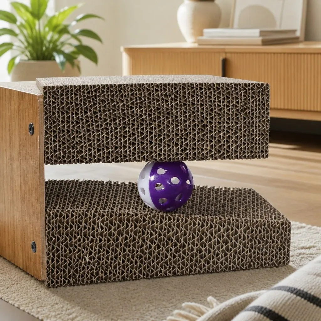 Large Cat L-Shaped Scratching Board Cardboard Furniture Scratcher Rest Play Toy