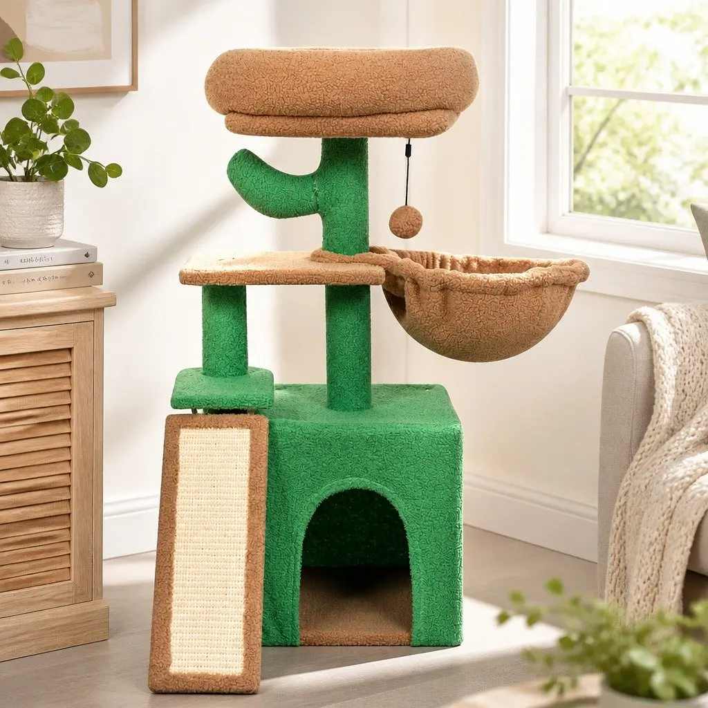 Cat Tree Multi-Level Activity Center with Scratching Posts and Plush Mat 80cm H x 40cm L x 30cm W