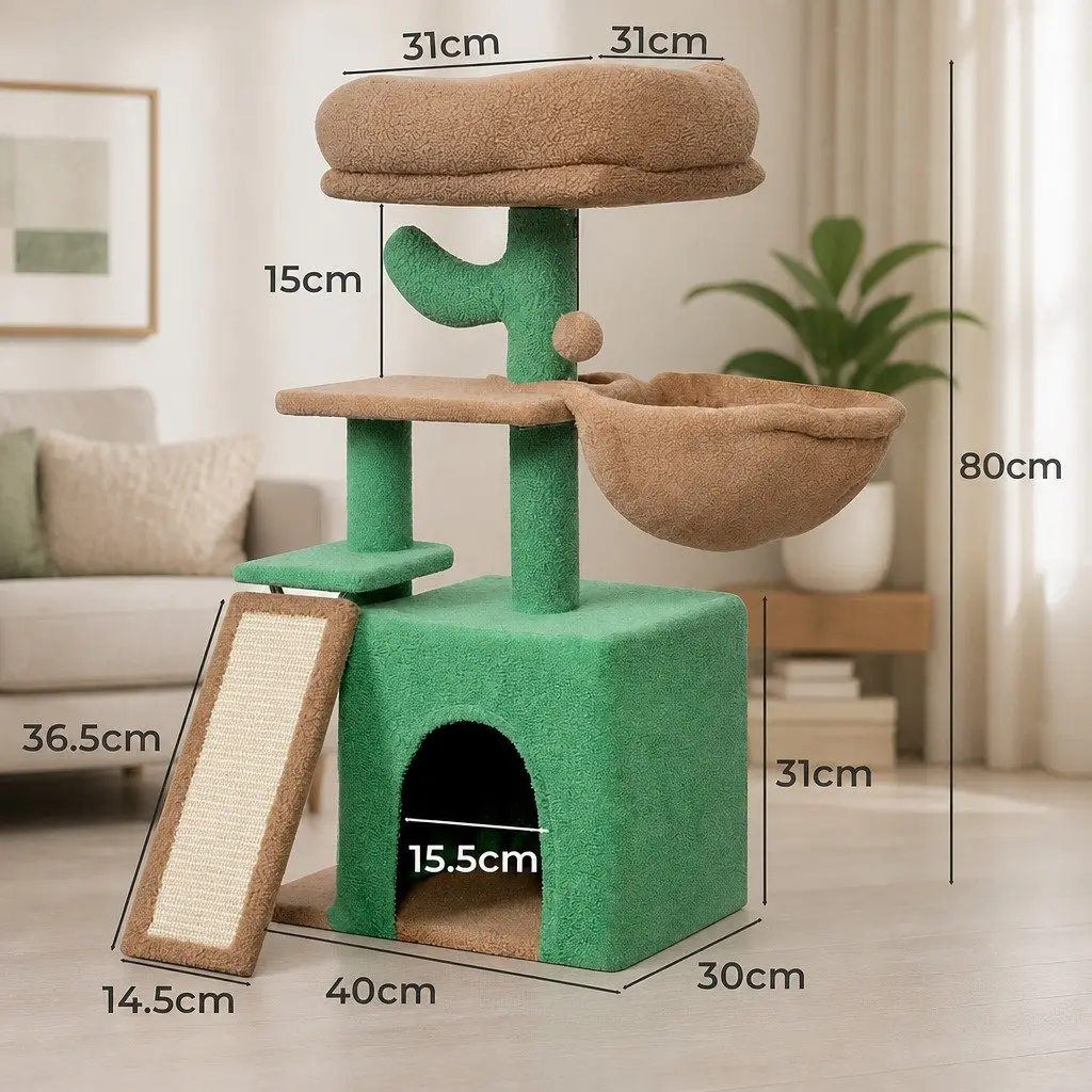 Cat Tree Multi-Level Activity Center with Scratching Posts and Plush Mat 80cm H x 40cm L x 30cm W
