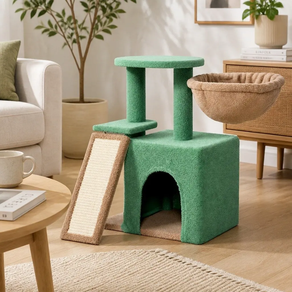 Cat Tree Multi-Level Activity Center with Scratching Posts and Plush Mat 80cm H x 40cm L x 30cm W