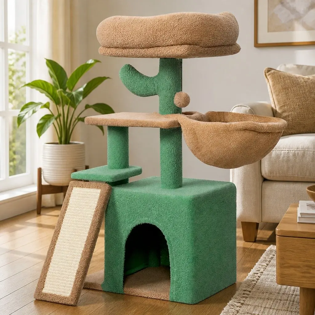 Cat Tree Multi-Level Activity Center with Scratching Posts and Plush Mat 80cm H x 40cm L x 30cm W