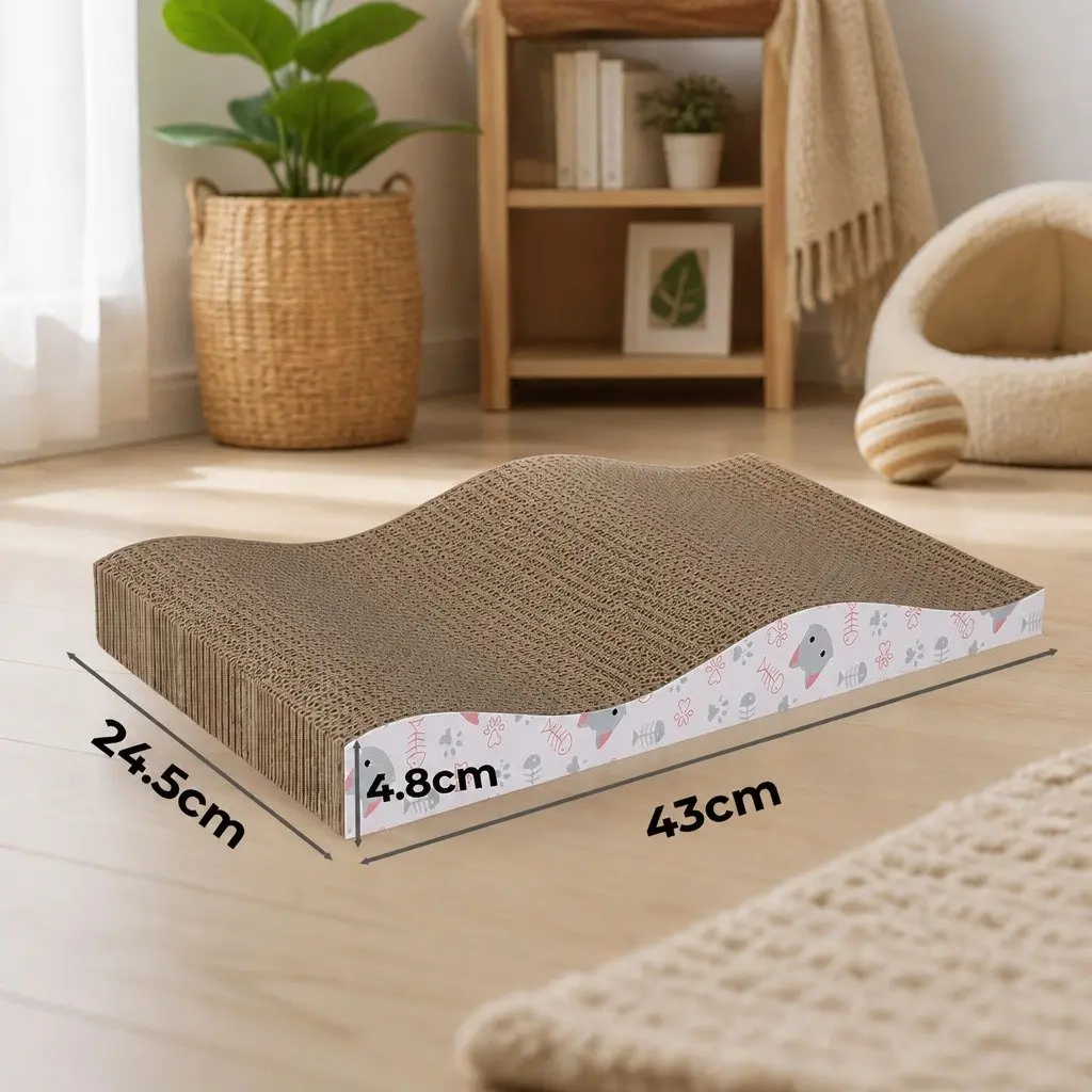Reversible Curved Cat Scratching Board Bed 4-Pack Cardboard Pet Furniture