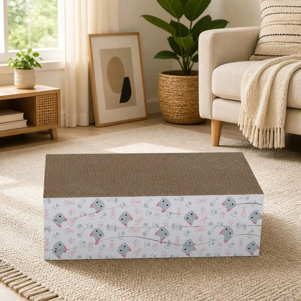 Reversible Curved Cat Scratching Board Bed 4-Pack Cardboard Pet Furniture
