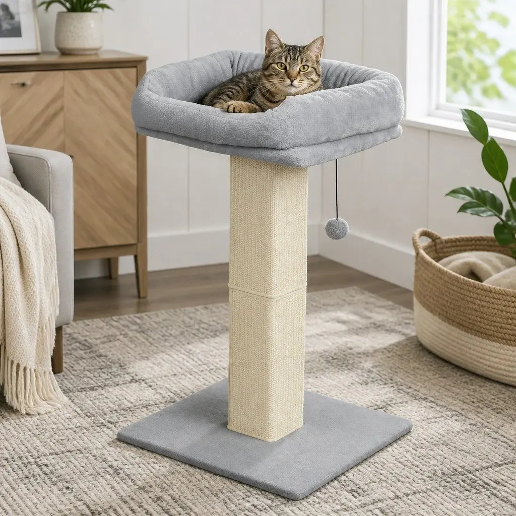 Cat Scratching Post Large Perch Bed Natural Sisal Rope 71cm High