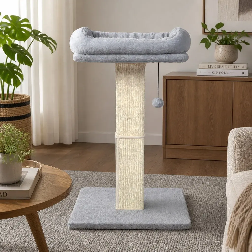 Cat Scratching Post Large Perch Bed Natural Sisal Rope 71cm High