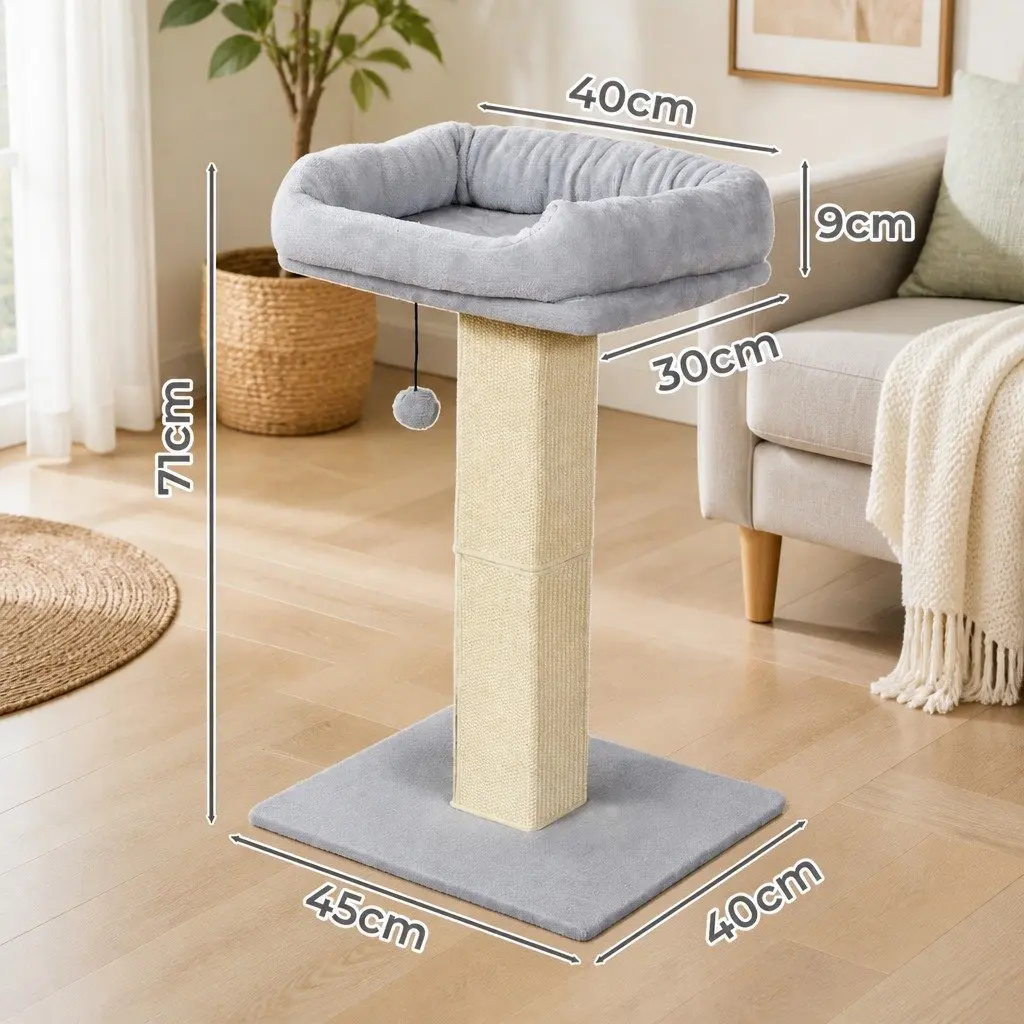 Cat Scratching Post Large Perch Bed Natural Sisal Rope 71cm High