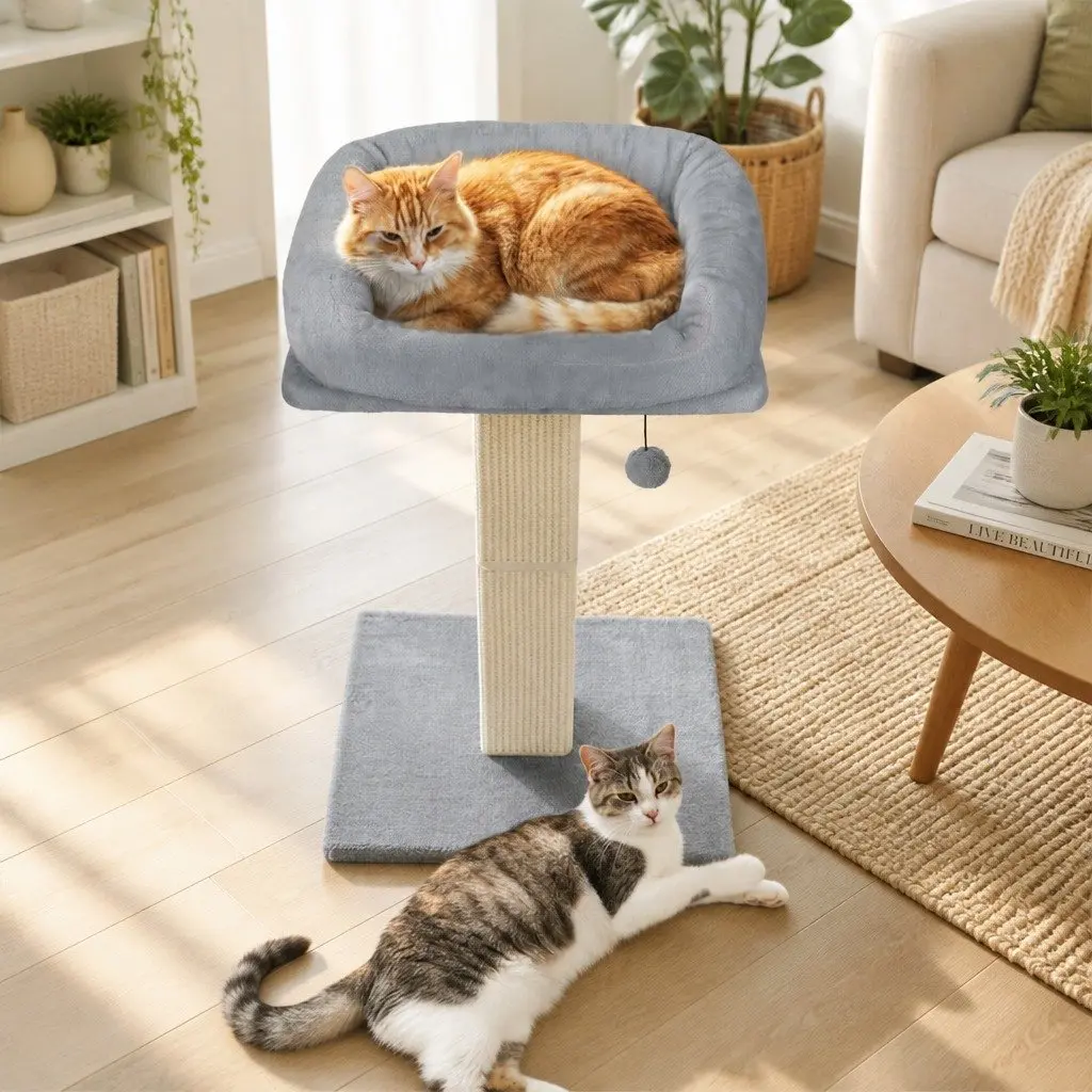 Cat Scratching Post Large Perch Bed Natural Sisal Rope 71cm High