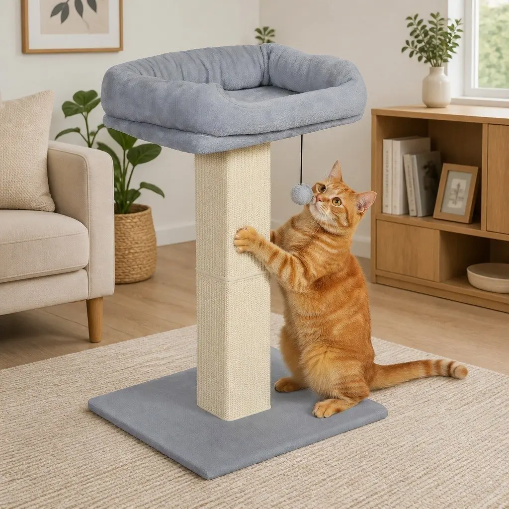 Cat Scratching Post Large Perch Bed Natural Sisal Rope 71cm High