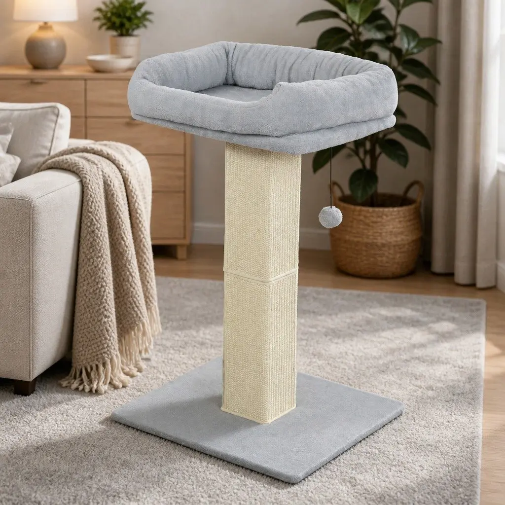 Cat Scratching Post Large Perch Bed Natural Sisal Rope 71cm High