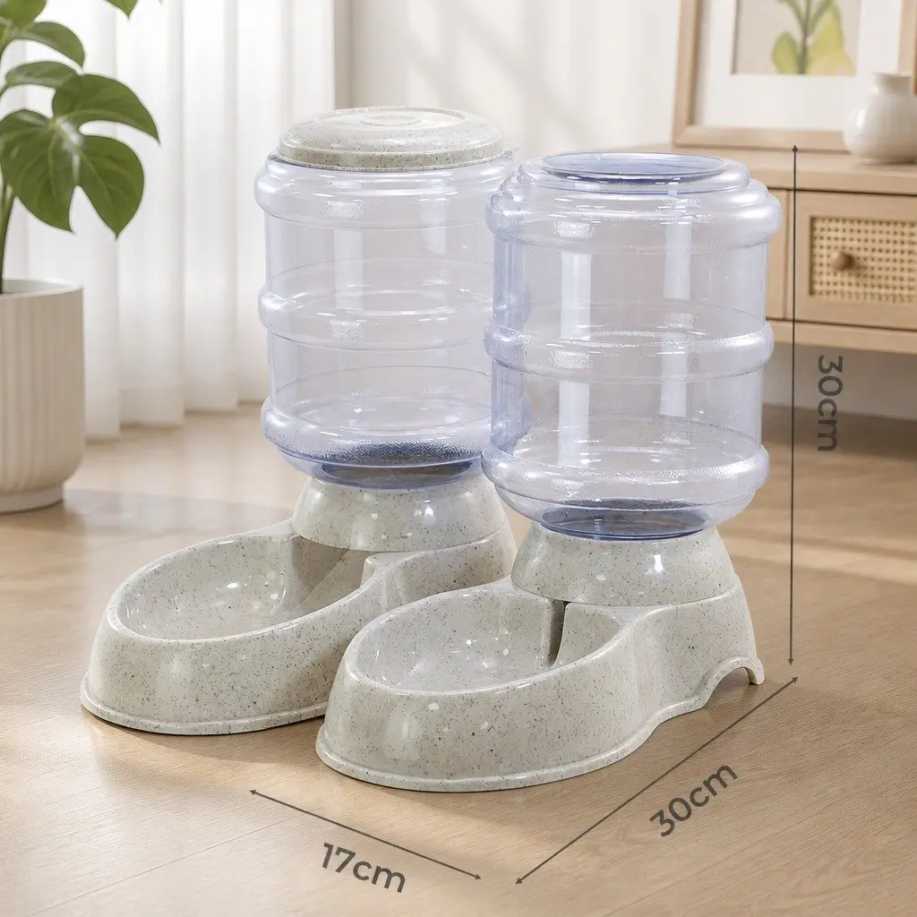 Automatic Pet Feeder Water Dispenser Set Gravity System 3.5L for Cats Small Dogs