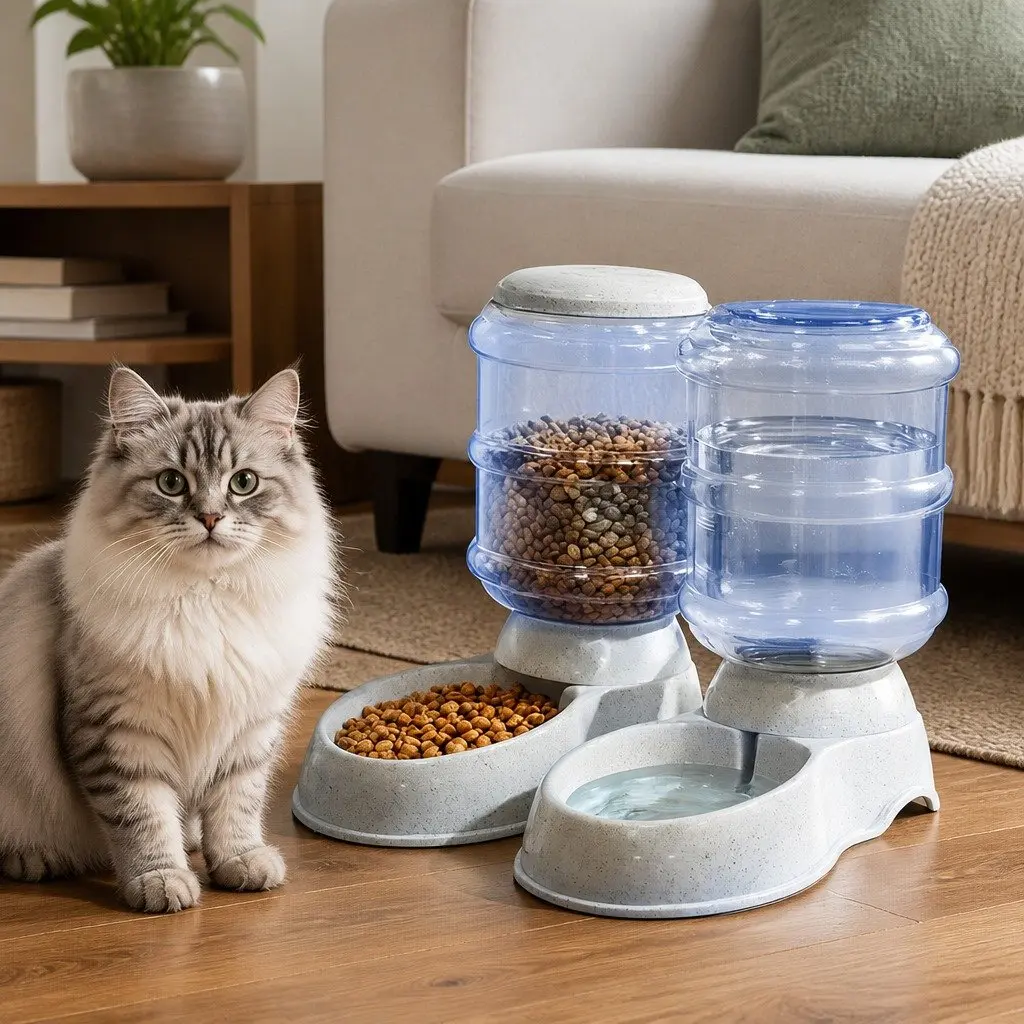 Automatic Pet Feeder Water Dispenser Set Gravity System 3.5L for Cats Small Dogs