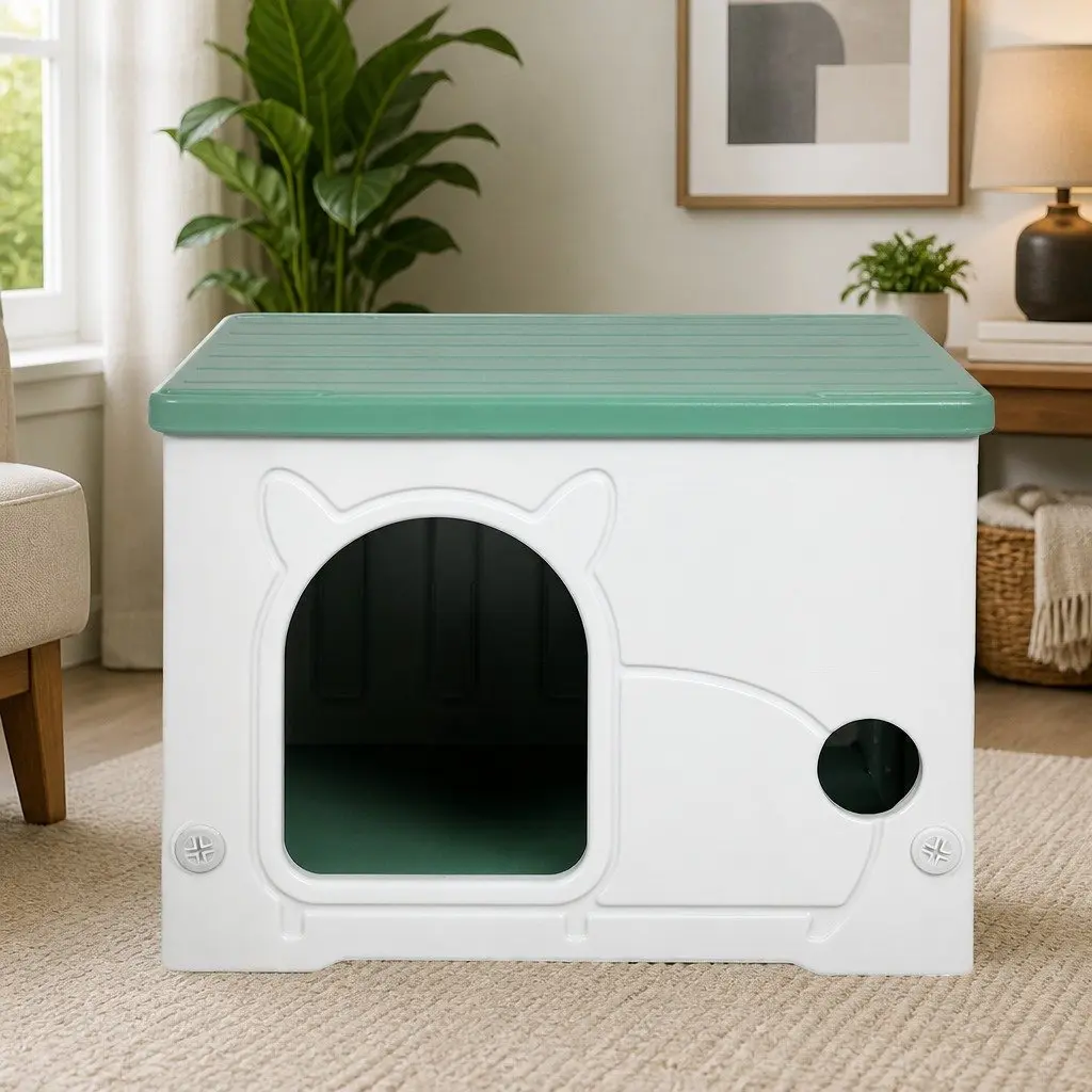 Pet House Semi-Enclosed Stackable Plastic Dog Kennel Bed 54 x 41 x 38 cm