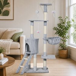 Cat Tree Scratching Post 143cm Multi-Level Climbing Tower Condo Lounging