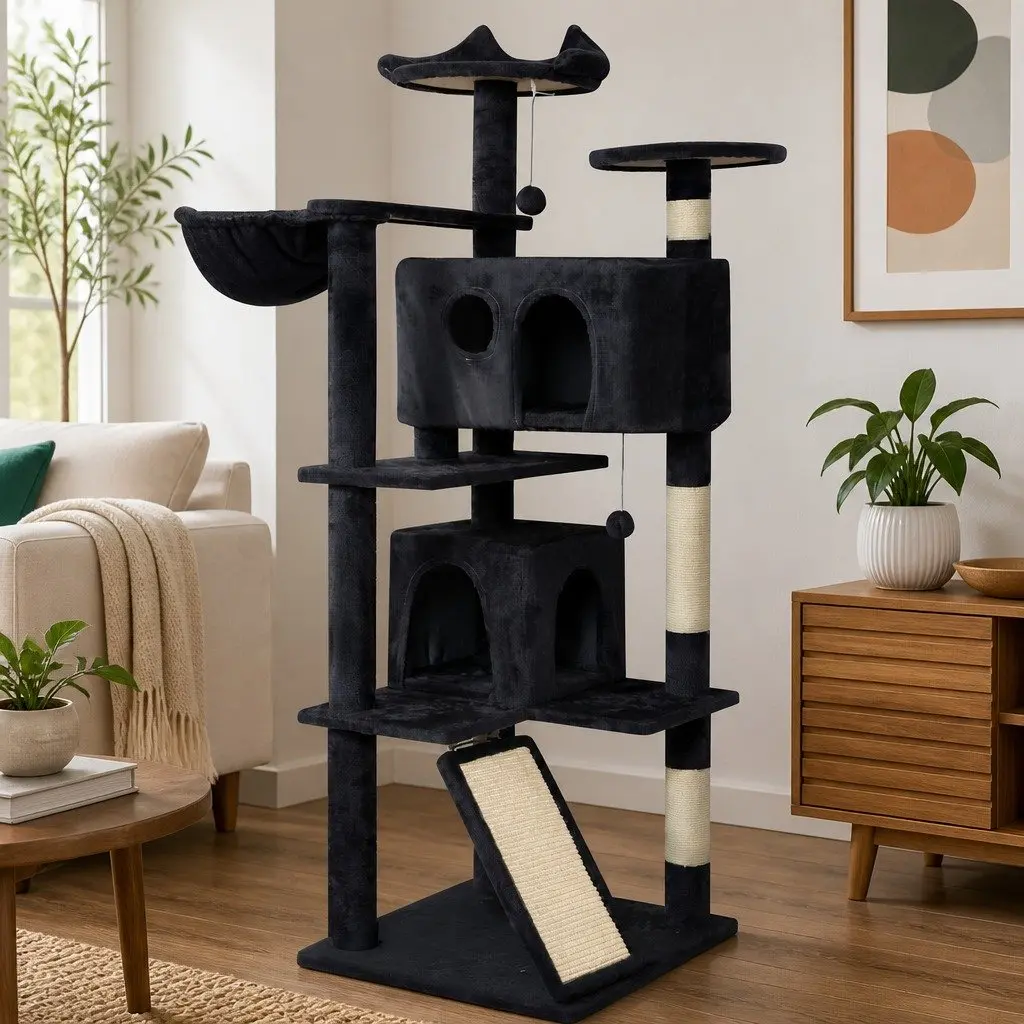 Cat Tree Multi-Level Tower Plush Activity Centre 145cm