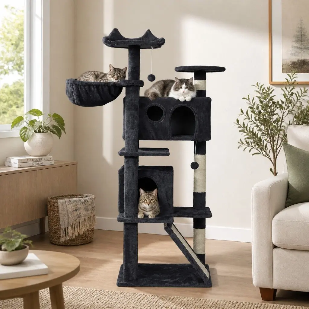 Cat Tree Multi-Level Tower Plush Activity Centre 145cm