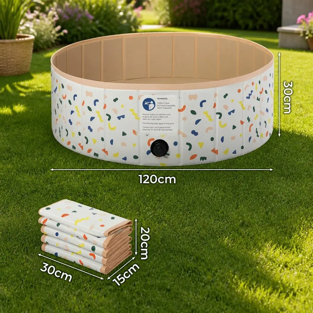Foldable Pet Swimming Pool Portable Dog Bath 120cm Indoor Outdoor Water Play