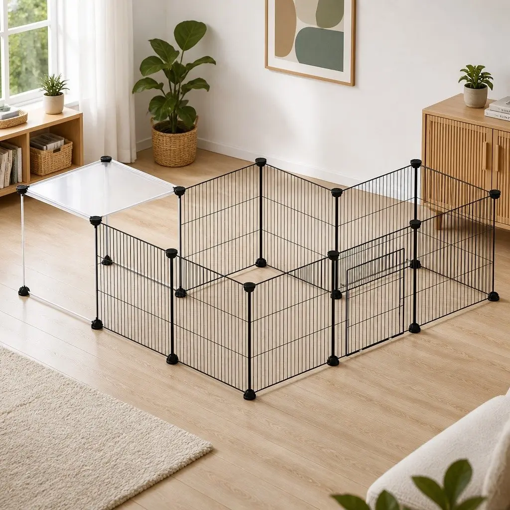 Pet Playpen 14 Panels Modular Enclosure Small Animals Hamster Rabbit Guinea Pig