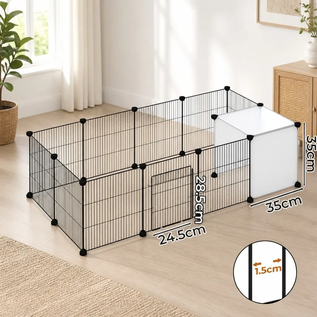 Pet Playpen 14 Panels Modular Enclosure Small Animals Hamster Rabbit Guinea Pig
