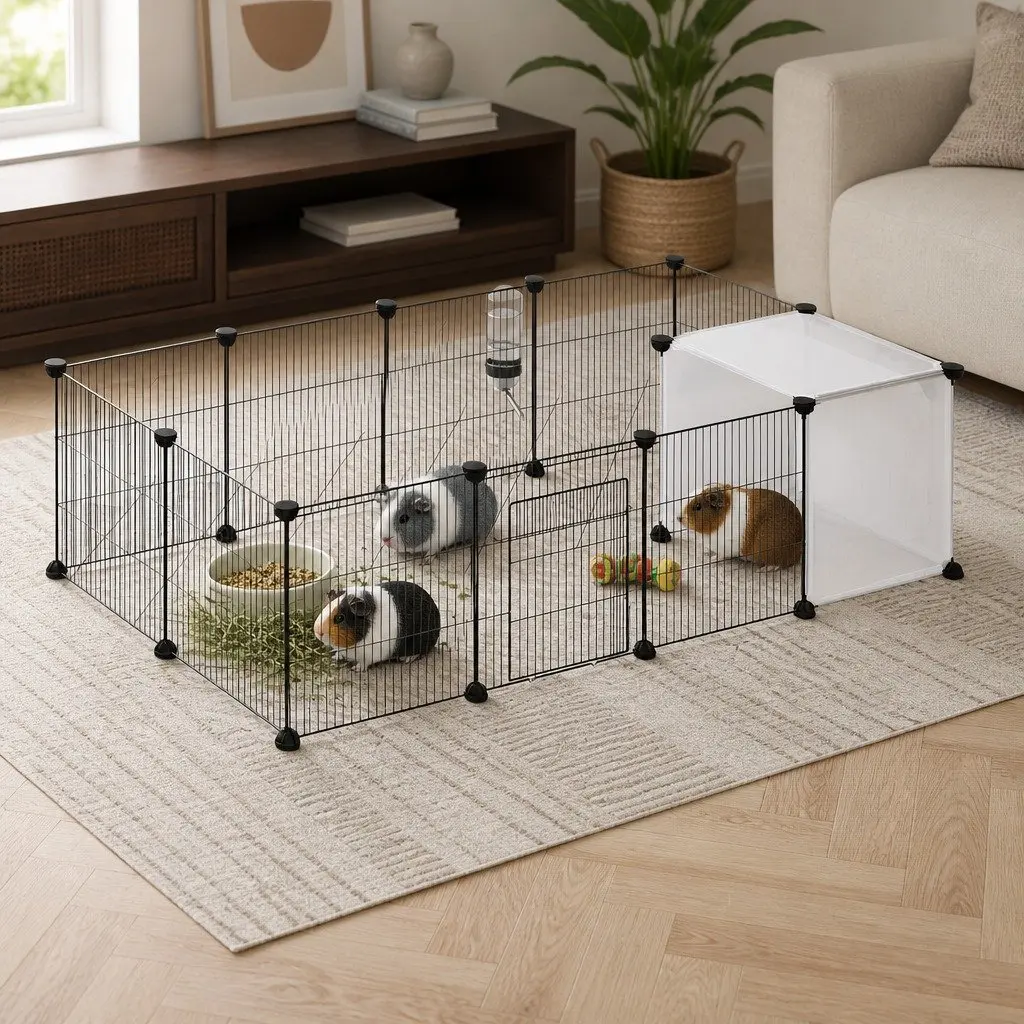 Pet Playpen 14 Panels Modular Enclosure Small Animals Hamster Rabbit Guinea Pig