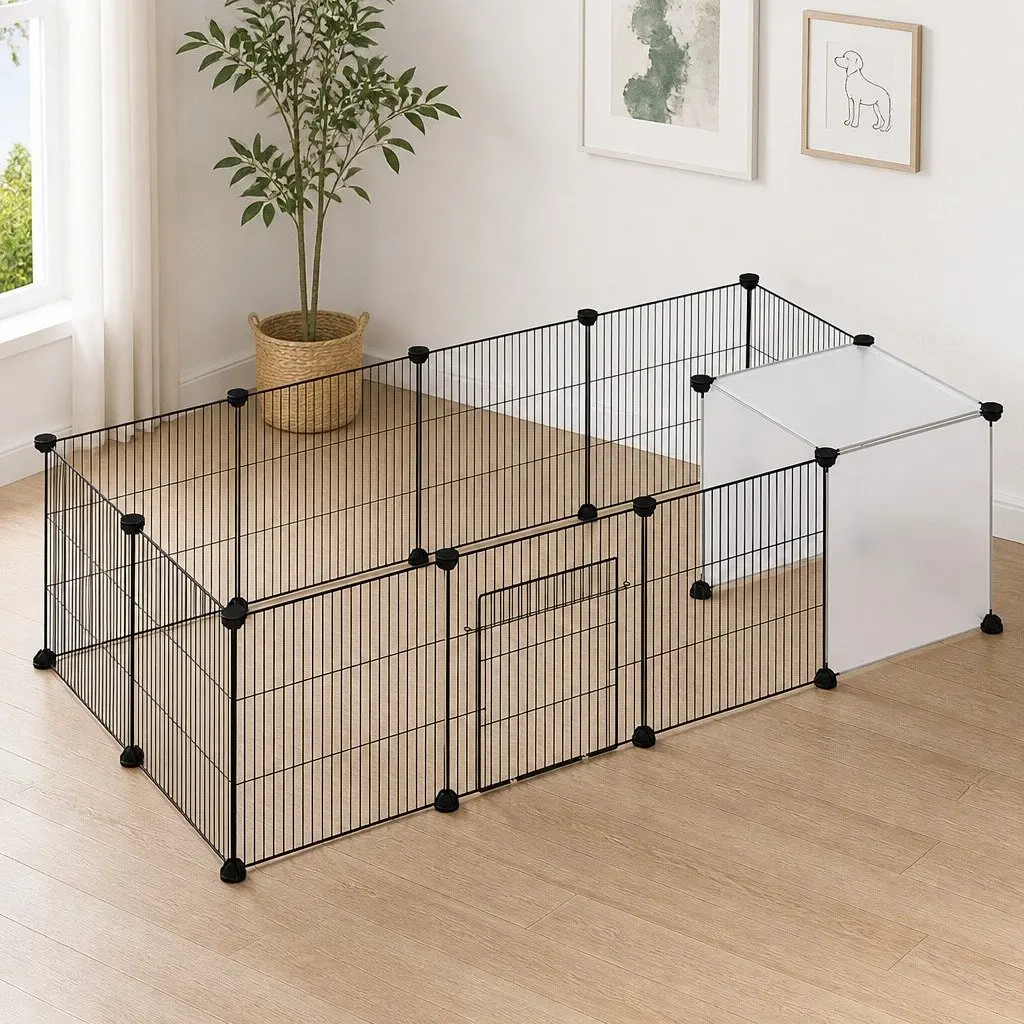 Pet Playpen 14 Panels Modular Enclosure Small Animals Hamster Rabbit Guinea Pig