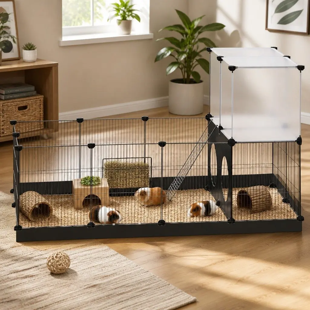 Guinea Pig Playpen DIY Small Animal Cage Fence 24 Panel Portable Customizable Enclosure