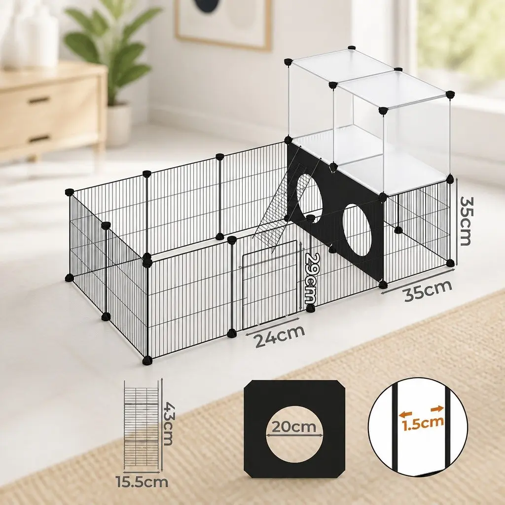Guinea Pig Playpen DIY Small Animal Cage Fence 24 Panel Portable Customizable Enclosure