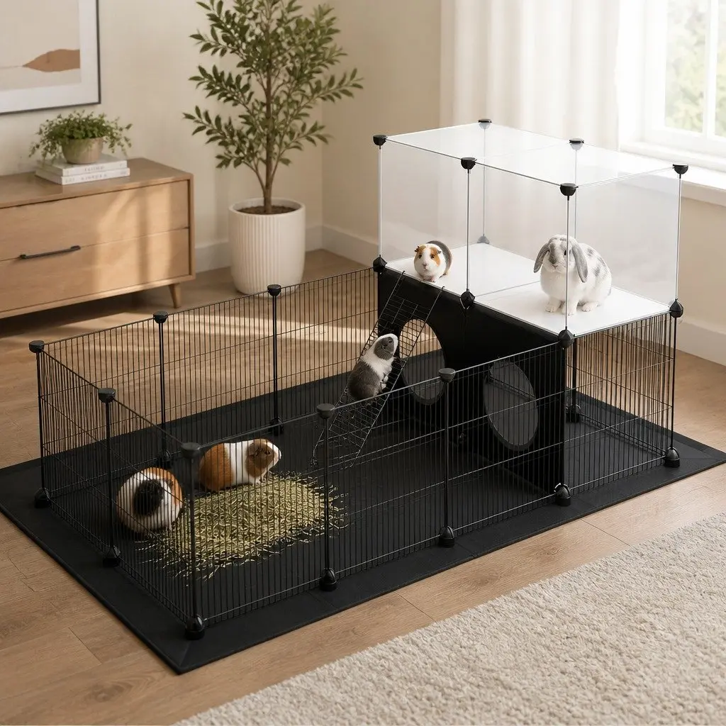 Guinea Pig Playpen DIY Small Animal Cage Fence 24 Panel Portable Customizable Enclosure