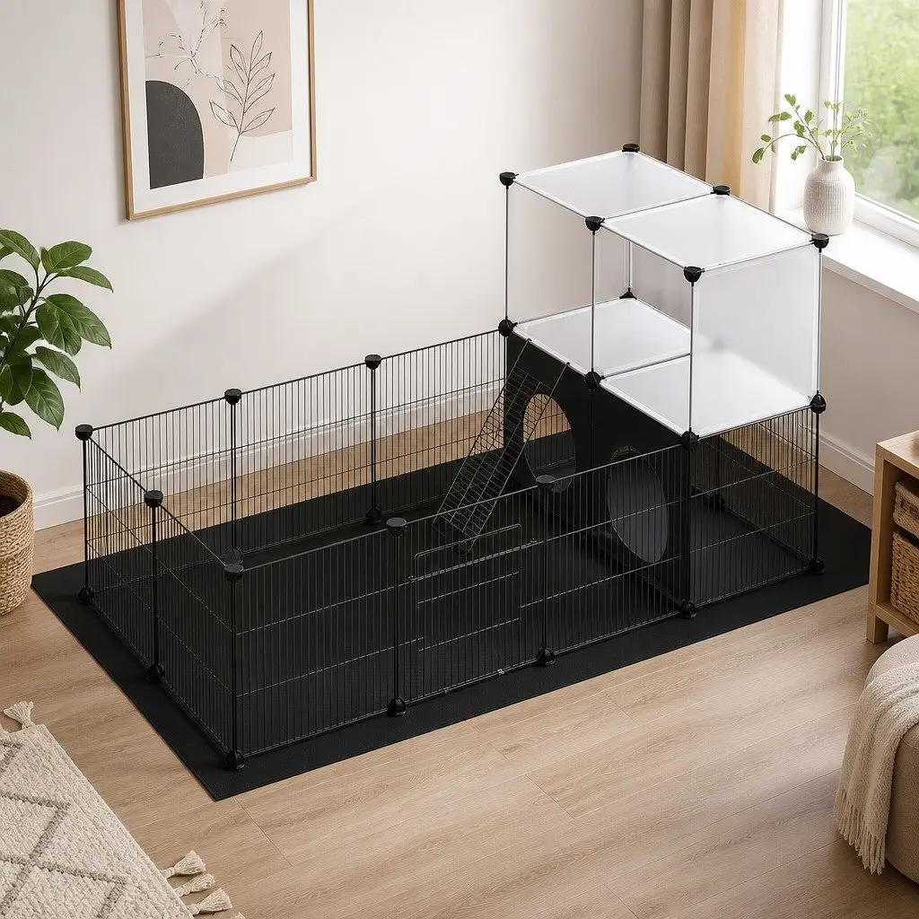Guinea Pig Playpen DIY Small Animal Cage Fence 24 Panel Portable Customizable Enclosure