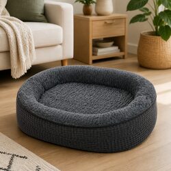 Orthopedic Plush Dog Bed Soft Washable Pet Cushion Medium Grey Cosy Bolster