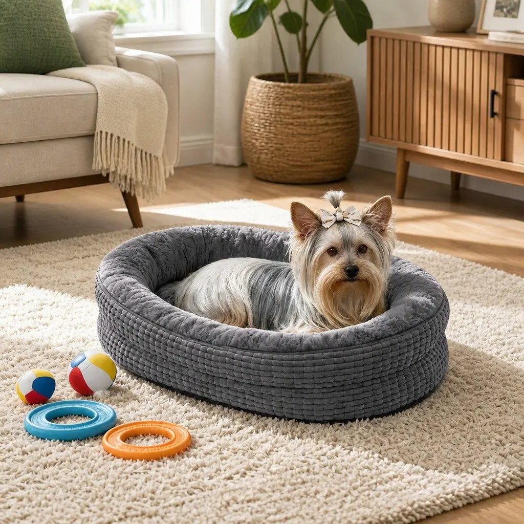 Orthopedic Dog Bed Soft Washable Plush Cushion Grey Small