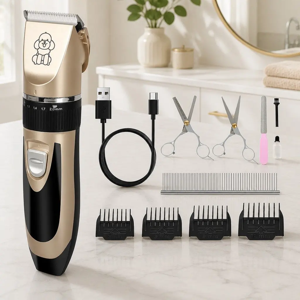 Pet Clipper Cordless Dog Cat Grooming Trimmer Kit Rechargeable Quiet Shaver