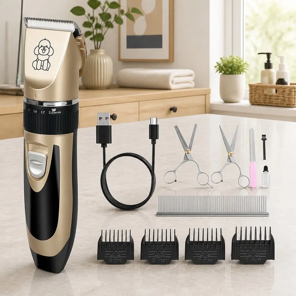 Pet Clipper Cordless Adjustable Blade 20cm Grooming Trimmer Kit