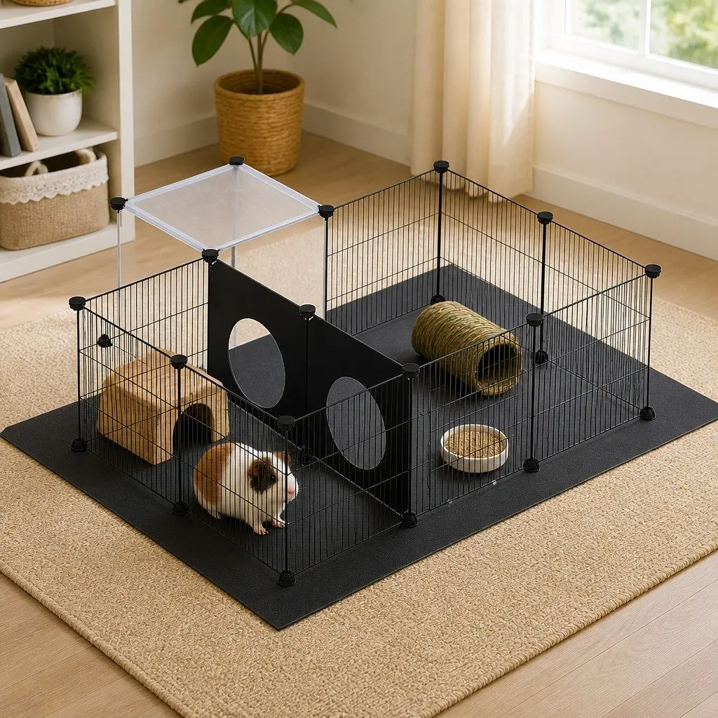 Guinea Pig Pet Playpen DIY Modular Enclosure 16 Panels Indoor Small Pets Fence