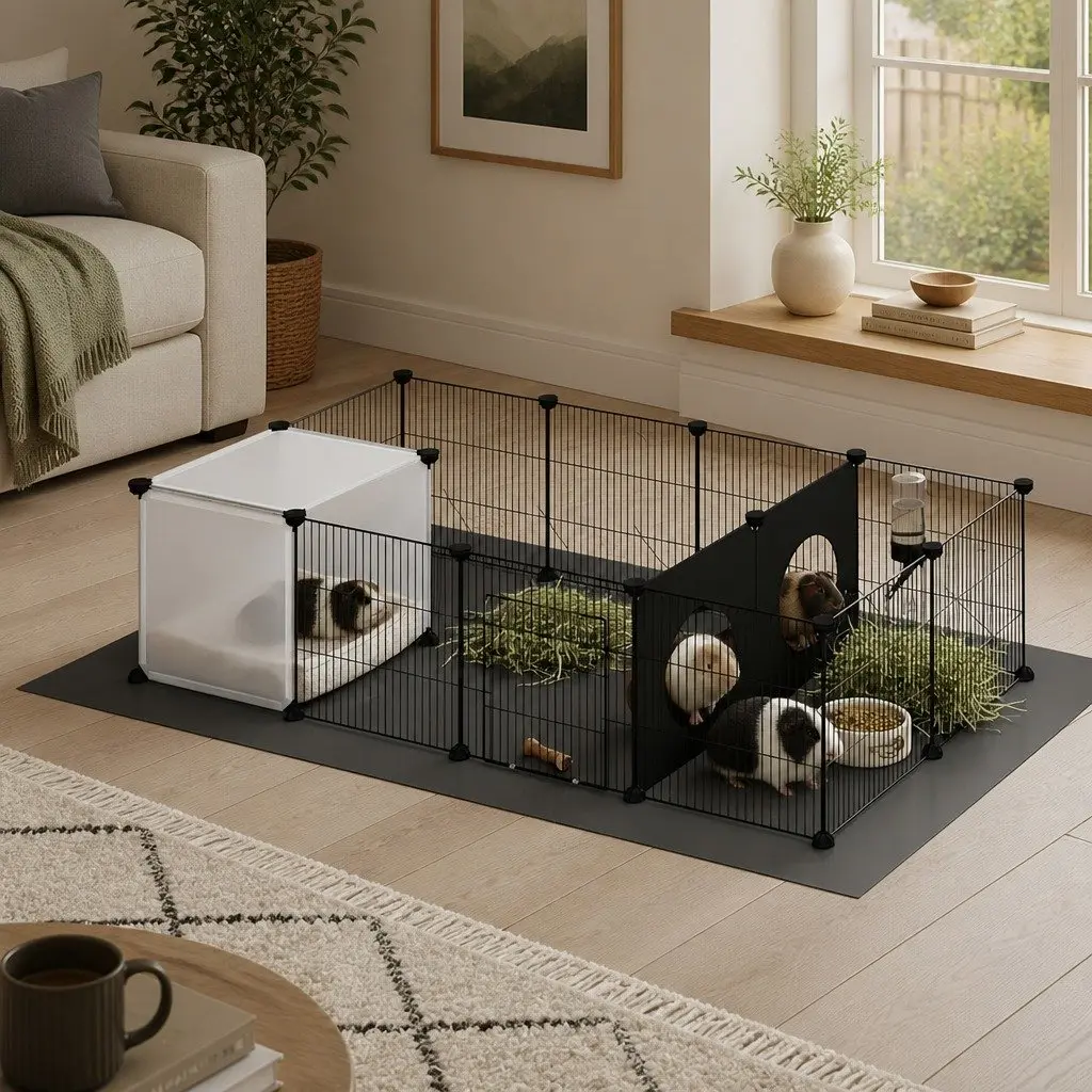 Guinea Pig Pet Playpen DIY Modular Enclosure 16 Panels Indoor Small Pets Fence