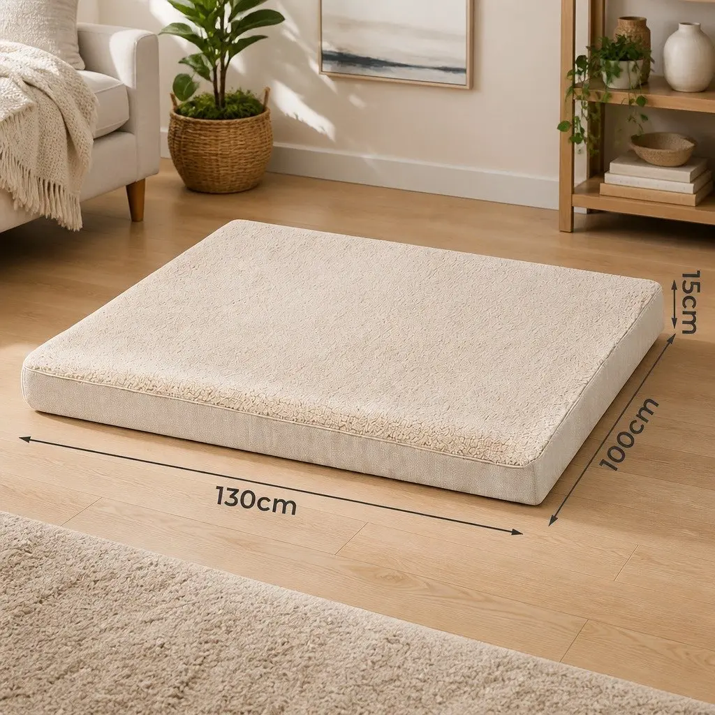Dog Bed Soft Cushion Removable Washable Cover Non-Slip Indoor 130 x 100 x 15 cm