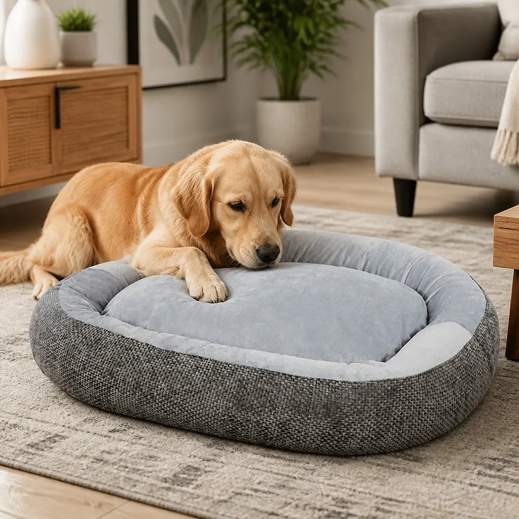 Orthopedic Pet Bed Plush Washable Non Slip 90cm L x 60cm W x 19cm H