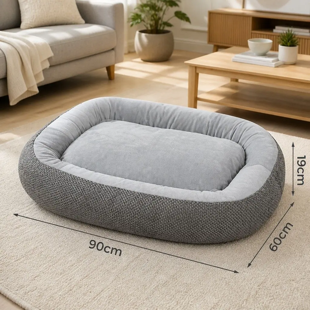 Orthopedic Pet Bed Plush Washable Non Slip 90cm L x 60cm W x 19cm H